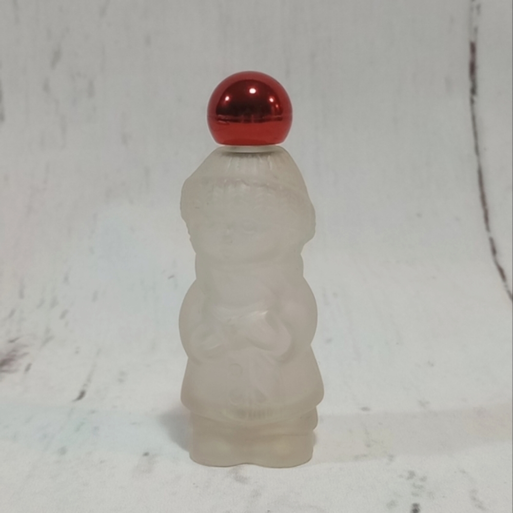 AVON Christmas Caroller VINTAGE Frosted Glass Decanter
